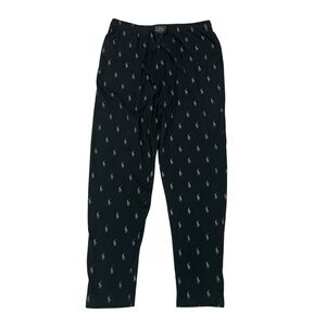 Polo Ralph Lauren Pajama Pants Mens Medium Pony AOP Lounge Sleepwear Black